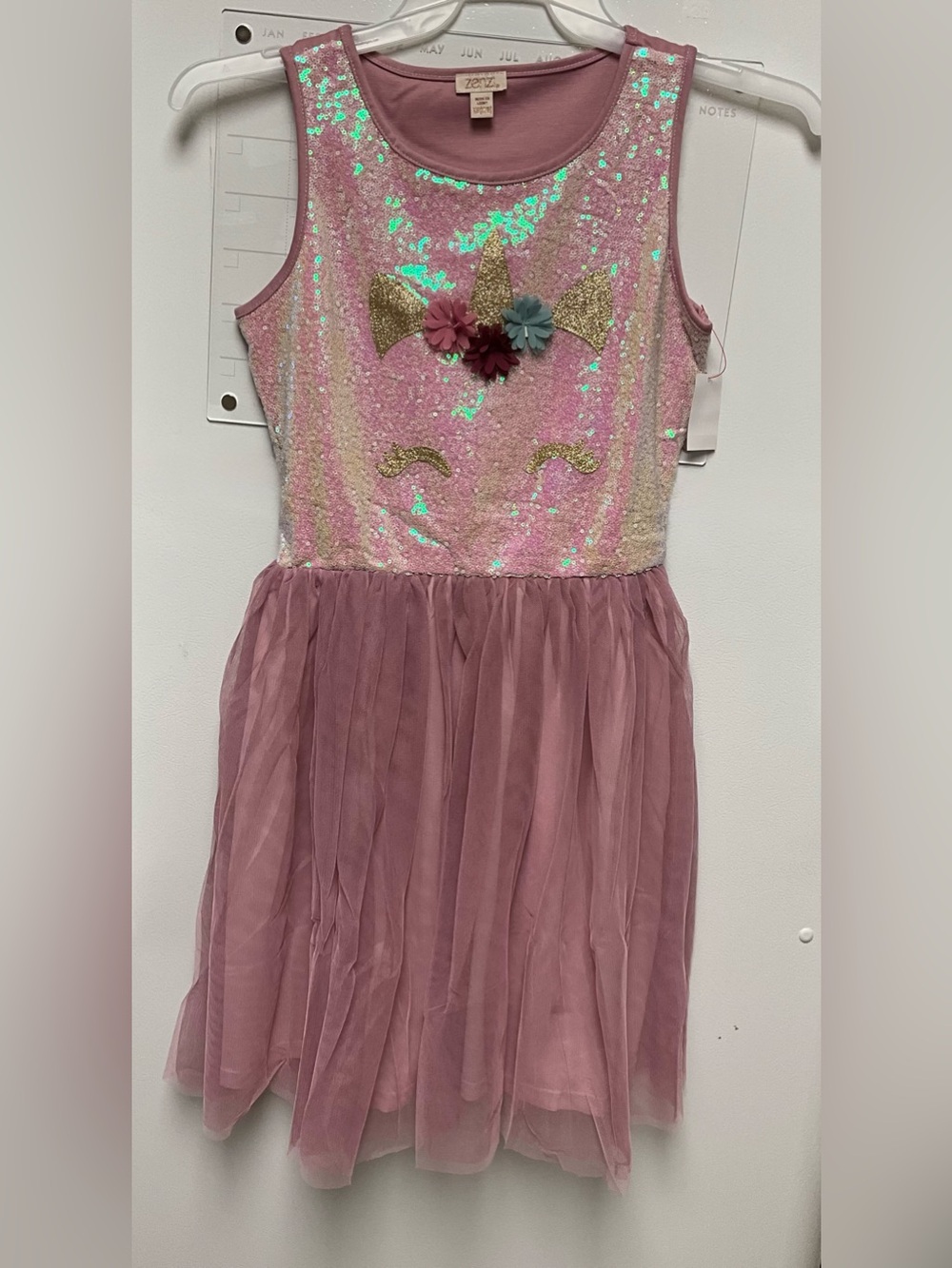 Girls' Pink Sequin Unicorn Tulle Dress